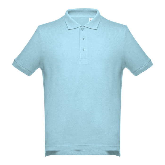 Polos impresos algodón 195 g/m2 color azul pastel primera vista Polos impresos algodón 195 g/m2 color azul pastel primera vista