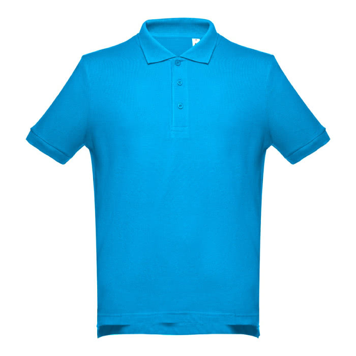 Polos impresos algodón 195 g/m2 color azul cian primera vista Polos impresos algodón 195 g/m2 color azul cian primera vista