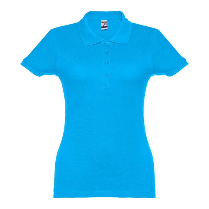 Polo mujer algodón 195 g/m2 color azul cian primera vista