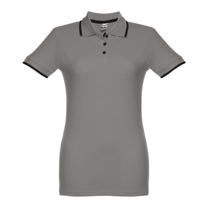 Polos personalizados bicolor 210 g/m2 color gris oscuro primera vista