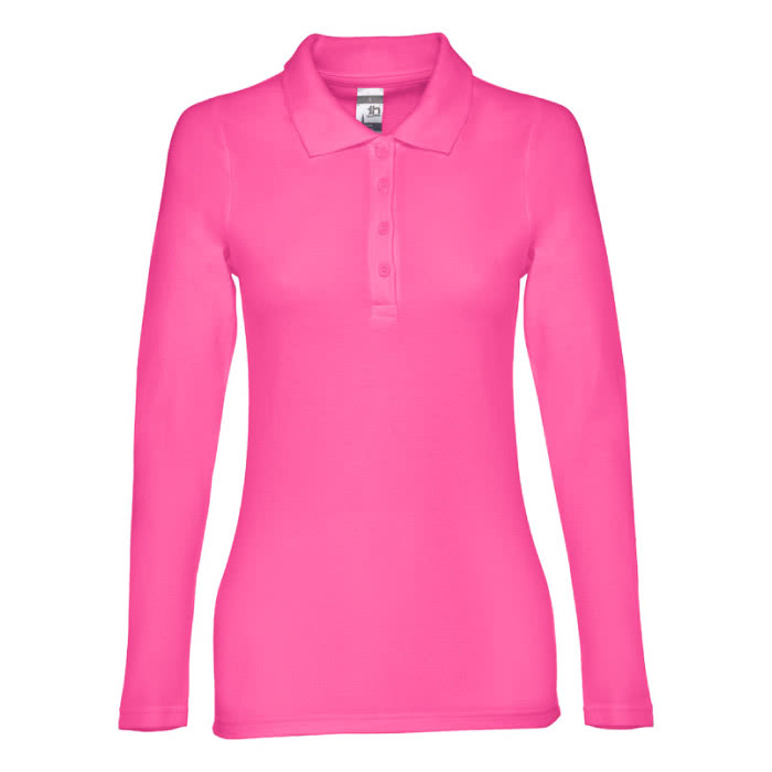 Polo de manga larga para mujer 210 g/m2 color fucsia primera vista