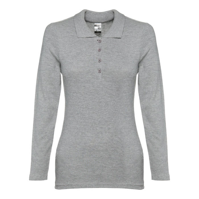 Polos manga larga mujer con logo color gris