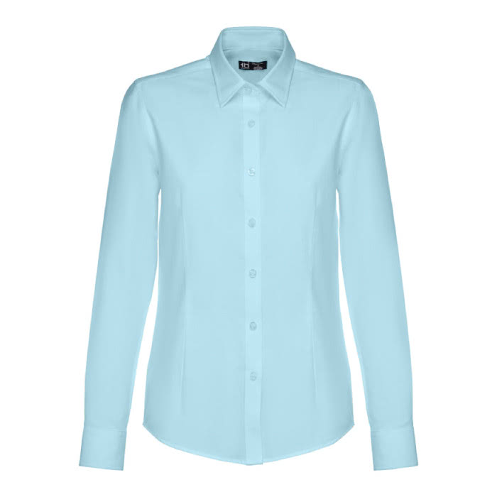 Camisa para mujer algodón y poliéster 130 g/m2 color azul claro primera vista
