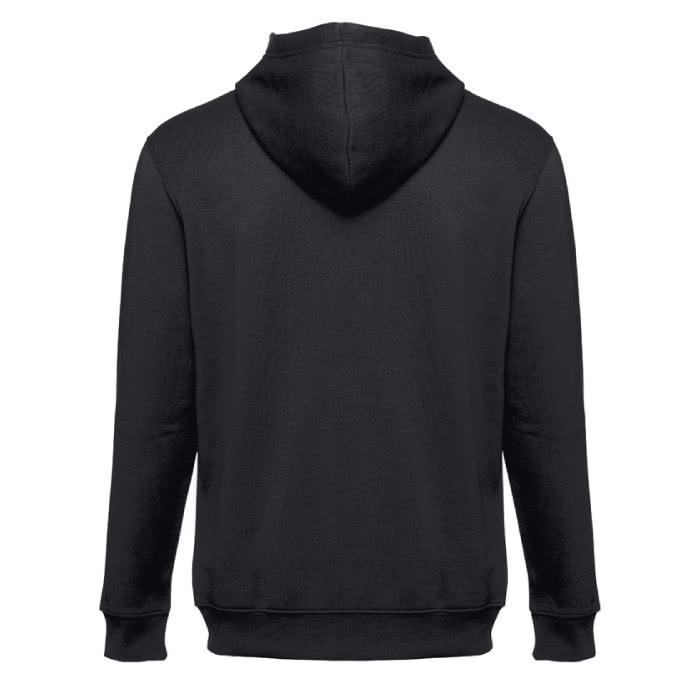 Sudaderas serigrafiadas con capucha 320 g/m2 color negro segunda vista Sudaderas serigrafiadas con capucha 320 g/m2 color negro segunda vista