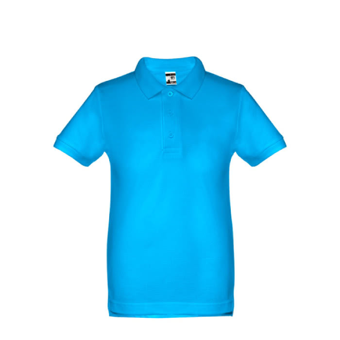 Polos personalizables infantiles 195 g/m2 color azul cian primera vista