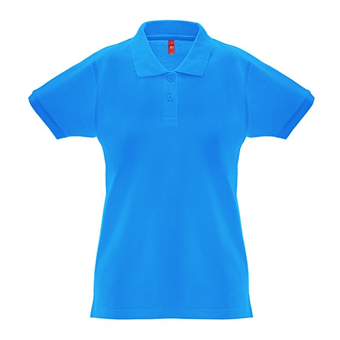 Polo para mujer de algodón 100% 240 g/m2 color azul cian primera vista