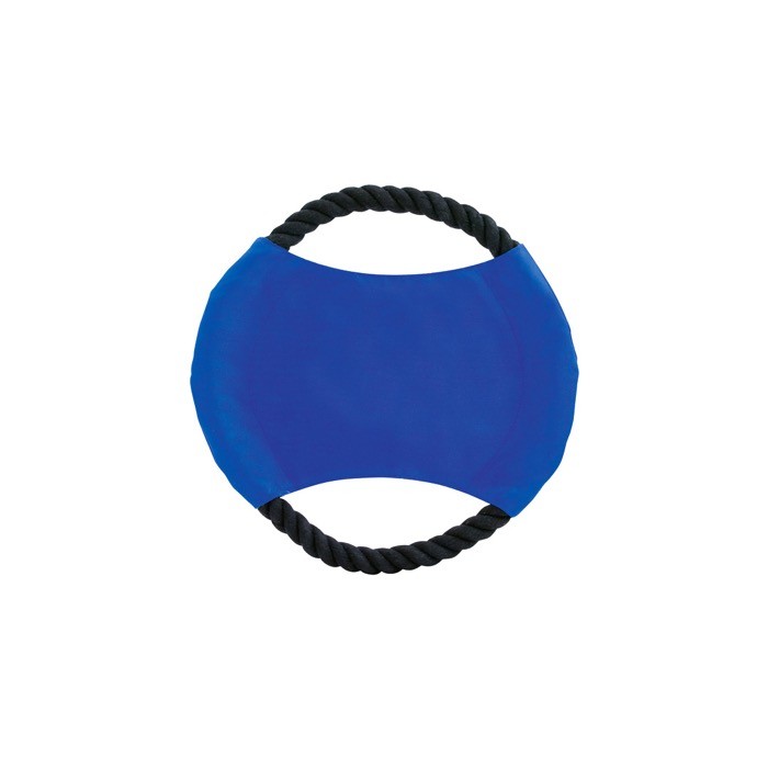 Frisbee ideal para mascotas con cuerda resistente de algodón color azul primera vista