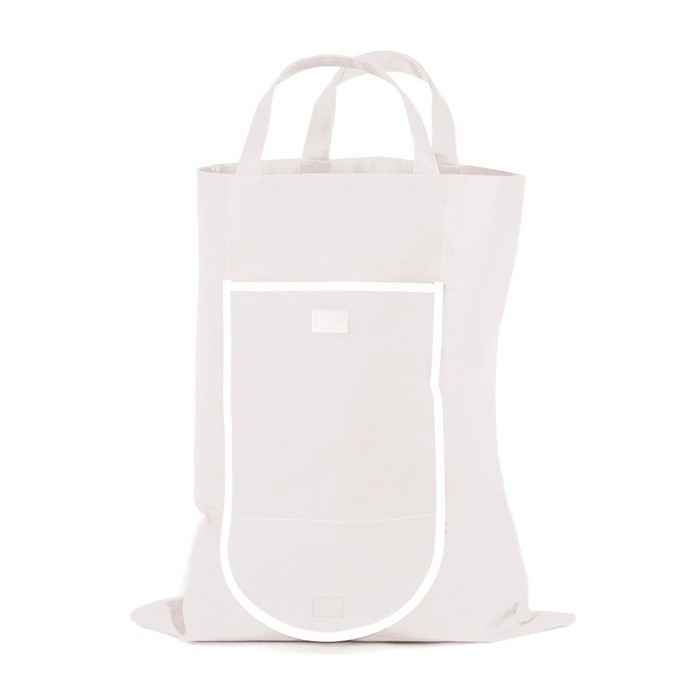 Bolsa plegable de non-woven con cierre de velcro 80 g/m2 color blanco Bolsa plegable de non-woven con cierre de velcro 80 g/m2 color blanco