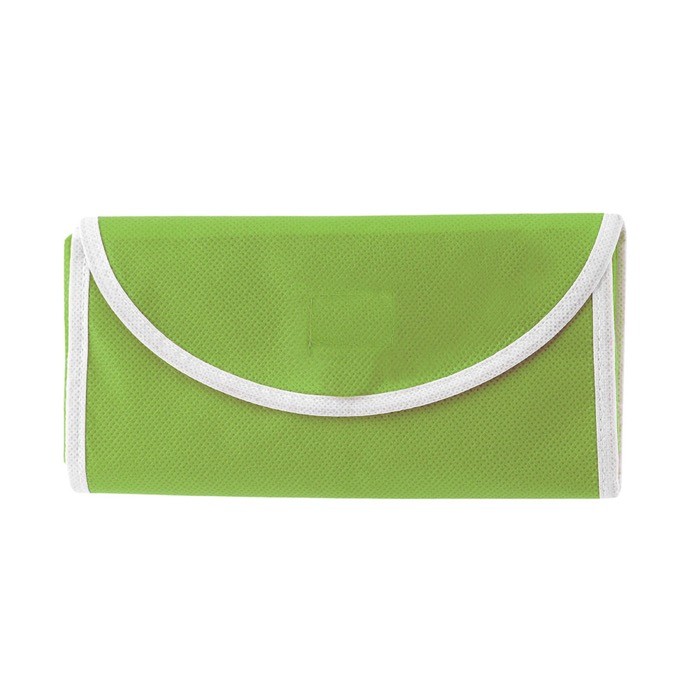 Bolsa plegable de non-woven con cierre de velcro 80 g/m2 color verde claro Bolsa plegable de non-woven con cierre de velcro 80 g/m2 color verde claro