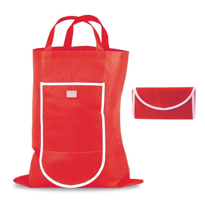 Bolsa plegable de non-woven con cierre de velcro 80 g/m2 color rojo Bolsa plegable de non-woven con cierre de velcro 80 g/m2 color rojo