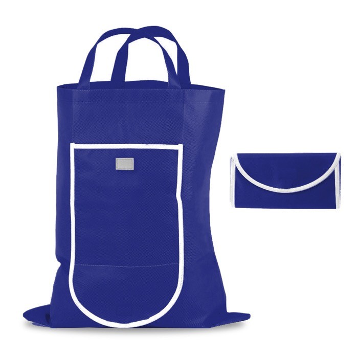 Bolsa plegable de non-woven con cierre de velcro 80 g/m2 color azul marino Bolsa plegable de non-woven con cierre de velcro 80 g/m2 color azul marino