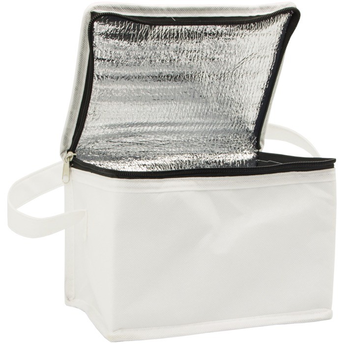 Bolsa térmica clásica con espacio para seis latas 80 g/m2 color blanco