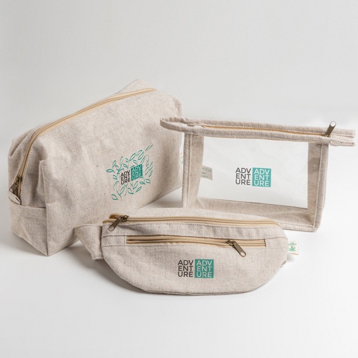 Riñonera de cáñamo y algodón con varios bolsillos 160 g/m2