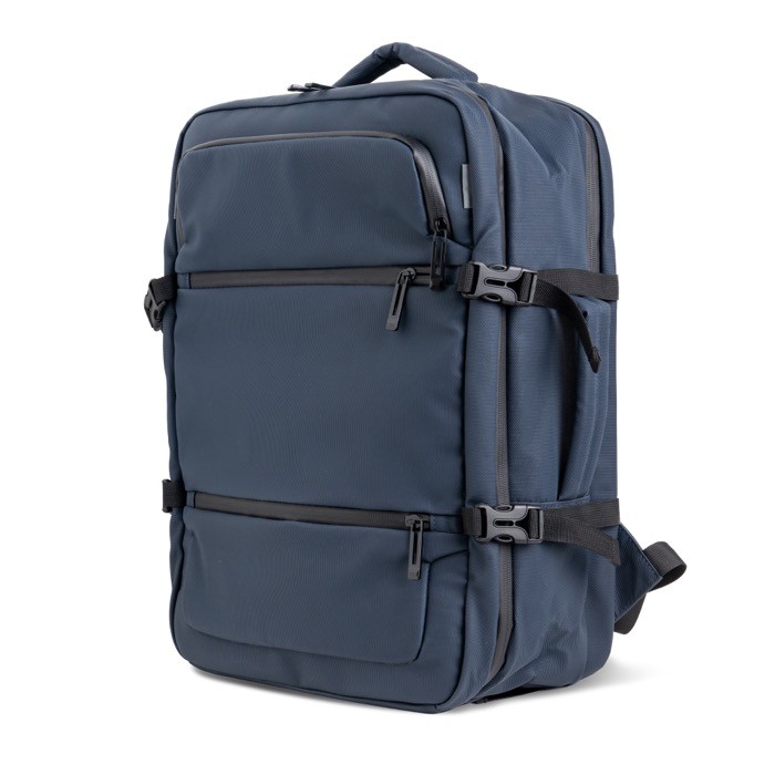 Mochila expandible con cremalleras y correa para trolley 15.6” color azul marino vista 2 Mochila expandible con cremalleras y correa para trolley 15.6” color azul marino vista 2