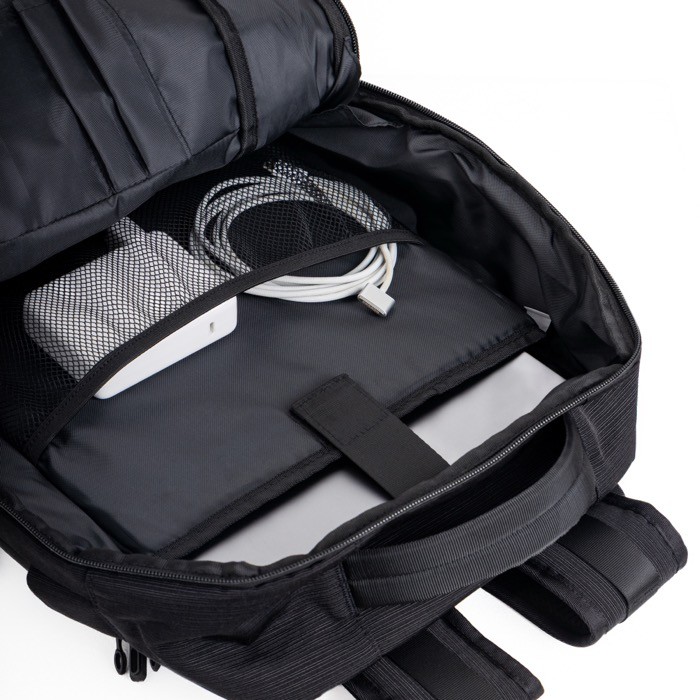 Mochila de bambú jacquard con cremalleras impermeables PC 15.6” vista 2 Mochila de bambú jacquard con cremalleras impermeables PC 15.6” vista 2