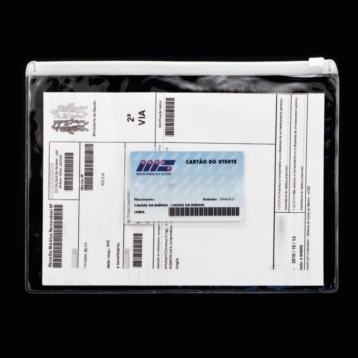 Carpeta transparente de plástico con cremallera para documentos A5