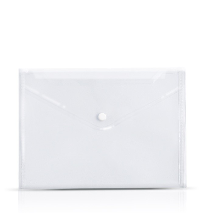 Carpeta portadocumentos con cierre de botón para hojas A4 color transparente