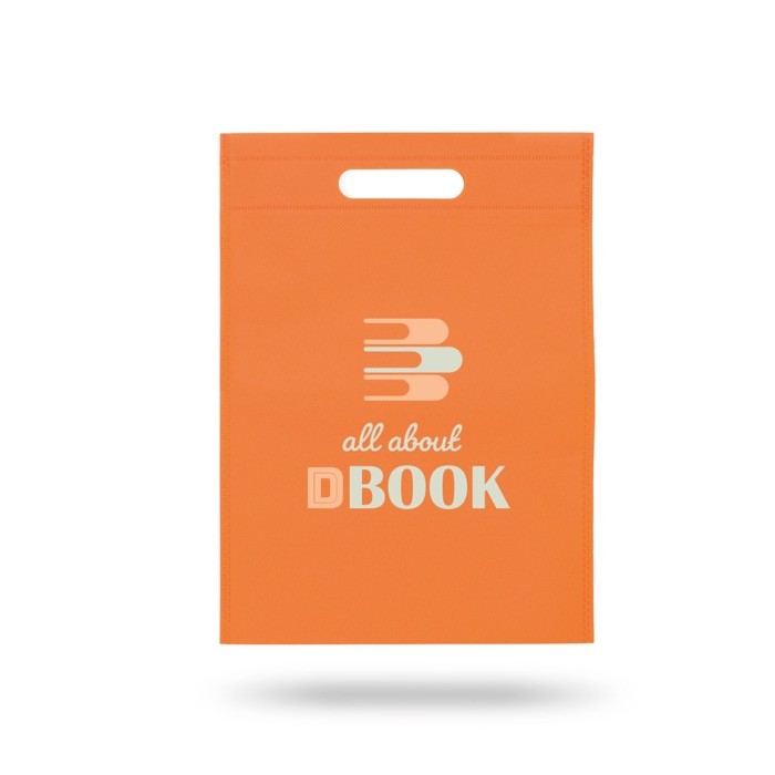 Bolsa pequeña de non-woven de colores con asa hueca 80 g/m2 vista con logo impreso Bolsa pequeña de non-woven de colores con asa hueca 80 g/m2 vista con logo impreso