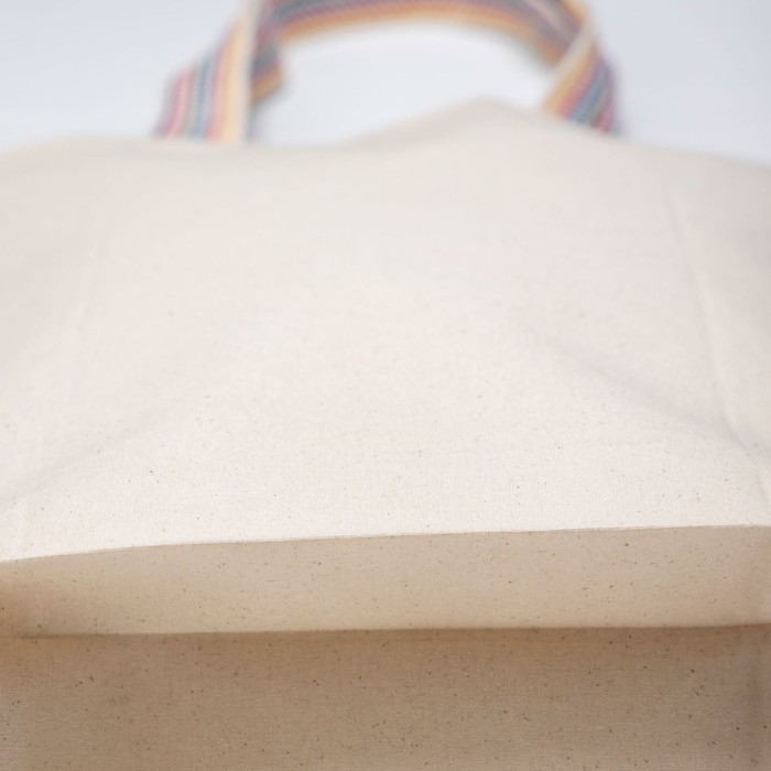 Bolsa de algodón con fuelle inferior y asas de colores 180 g/m2 Bolsa de algodón con fuelle inferior y asas de colores 180 g/m2