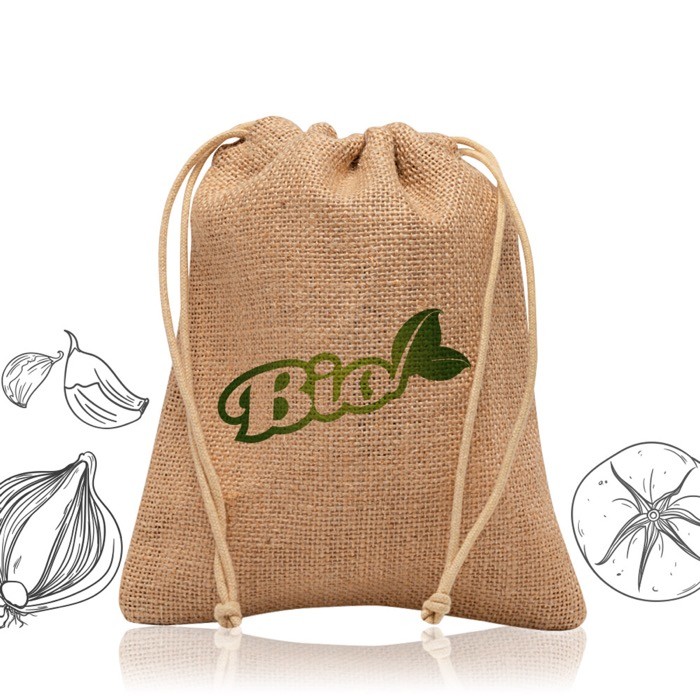 Bolsa que aúna artesanía de yute con dos lazos incorporados