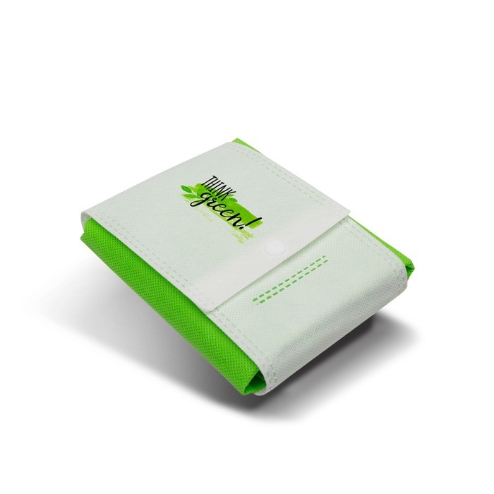 Bolsa plegable de non-woven para llevar a cualquier parte 80 g/m2 color verde claro vista con logo impreso