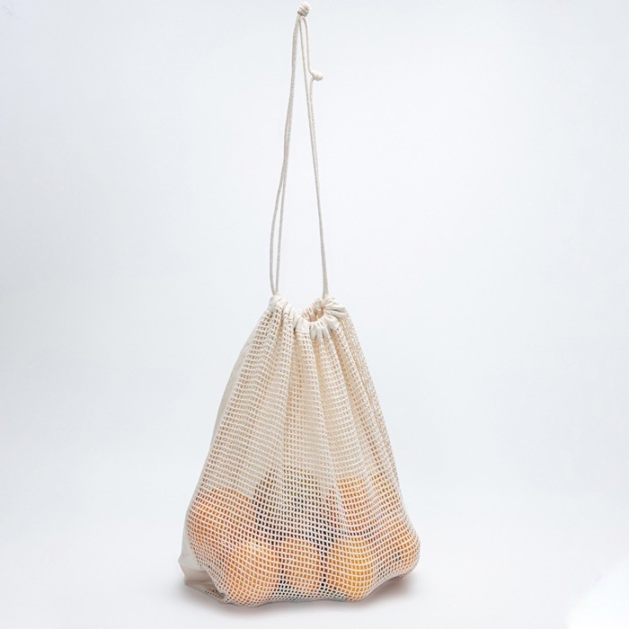 Bolsa de malla en algodón con un lado en forma de red 140 g/m2 color beige vista 3 Bolsa de malla en algodón con un lado en forma de red 140 g/m2 color beige vista 3