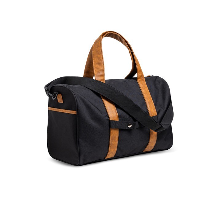 Bolso de RPET resistente al agua con cierre magnético y bolsillo color negro vista 1