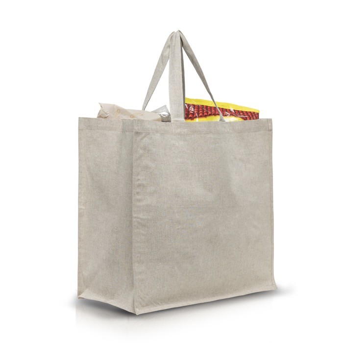 Bolsa de algodón reciclado multiusos resistente de 180 g/m2 color beige vista 3 Bolsa de algodón reciclado multiusos resistente de 180 g/m2 color beige vista 3