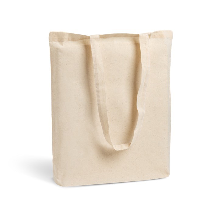 Bolsa de algodón 100% con asas largas ideal para la compra 140 g/m2 color beige vista 2