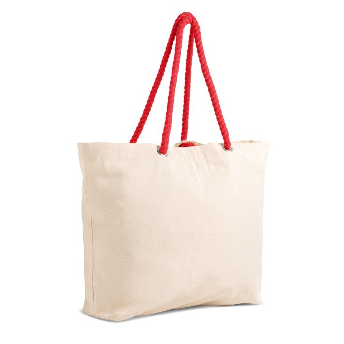 Bolsa de lona grande con asas de cordón ideal para verano 220 g/m2 color rojo vista 1