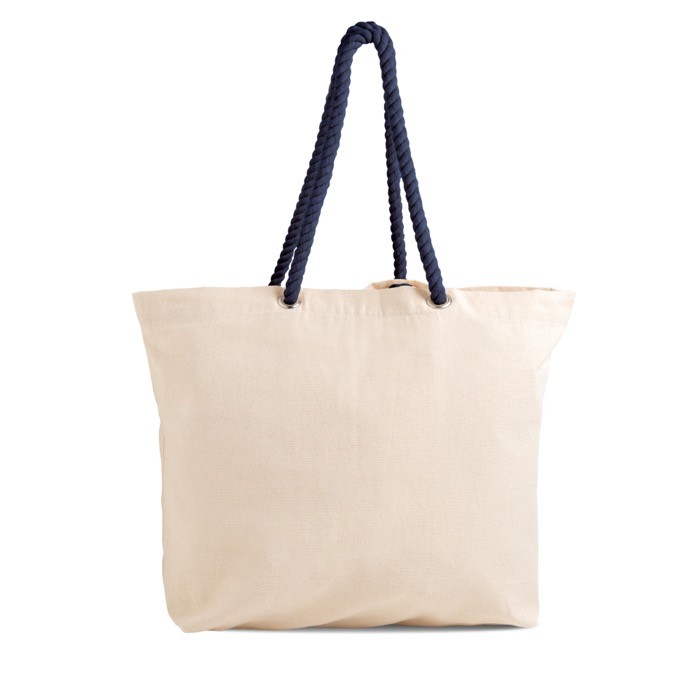 Bolsa de lona grande con asas de cordón ideal para verano 220 g/m2 color azul marino