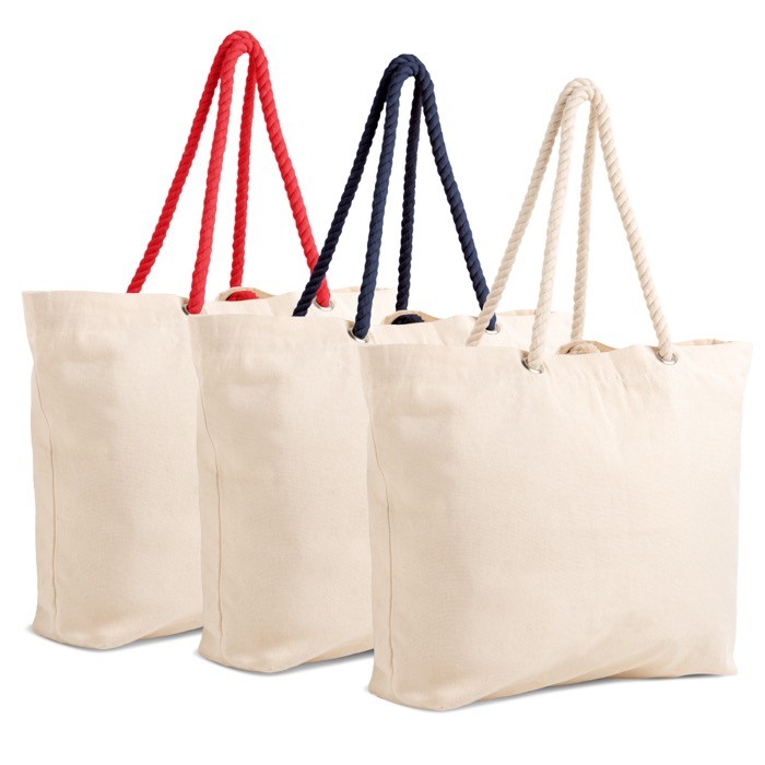 Bolsa de lona grande con asas de cordón ideal para verano 220 g/m2 vista con varios colores