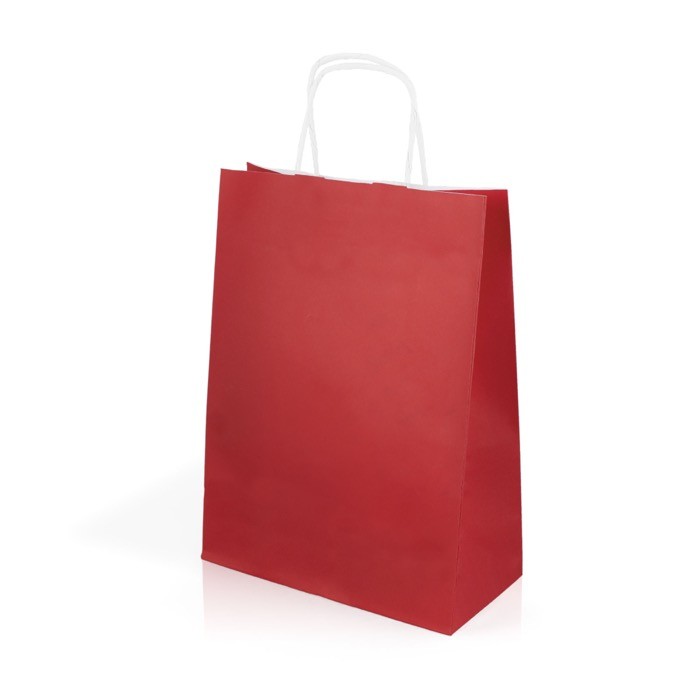 Bolsa de papel kraft en varios colores con asas cortas 90 g/m2 color rojo vista 2