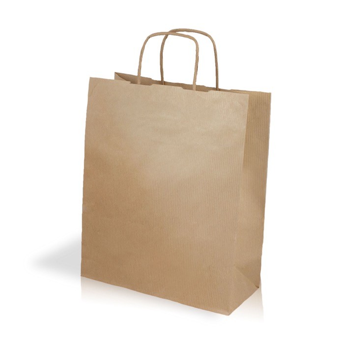 Bolsa clásica de papel kraft con asas cortas y gramaje 90 g/m2 color natural vista 2 Bolsa clásica de papel kraft con asas cortas y gramaje 90 g/m2 color natural vista 2