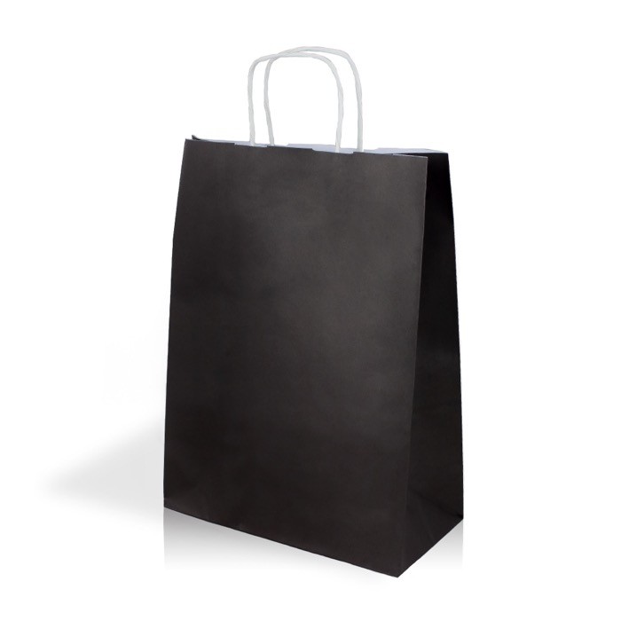 Bolsa de papel kraft en varios colores con asas 90 g/m2 color negro vista 2 Bolsa de papel kraft en varios colores con asas 90 g/m2 color negro vista 2