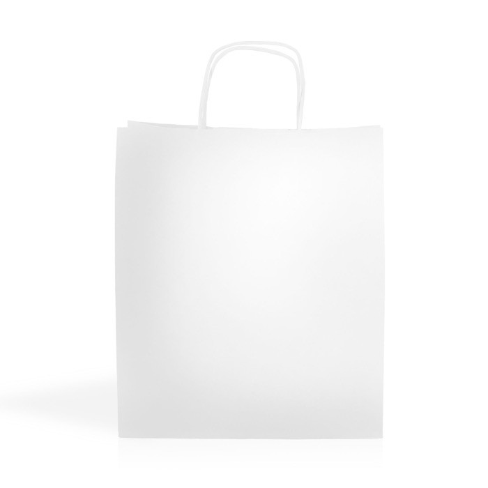 Bolsa para regalos ecológica de papel kraft con asas 90 g/m2 color blanco