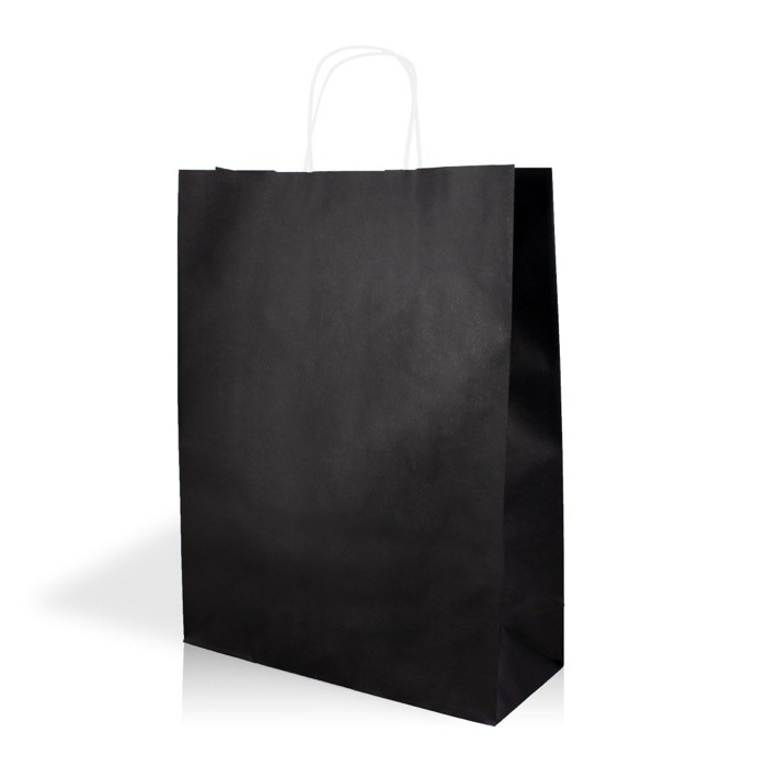Bolsa sostenible hecha en papel kraft con asas cortas 100 g/m2 color negro vista 2