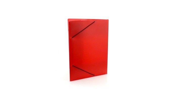 Carpeta con acabado translucido en varios colores y cierre elástico color rojo sexta vista