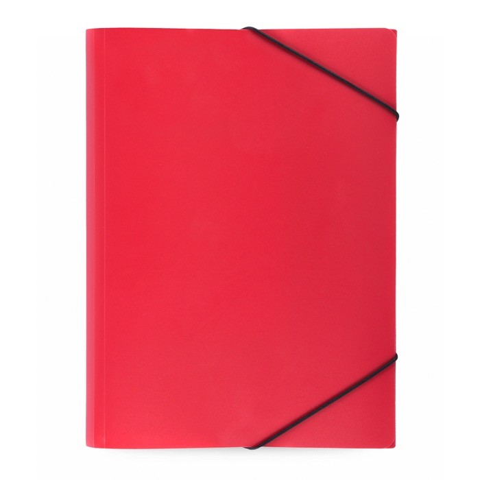 Carpeta con acabado translucido en varios colores y cierre elástico color rojo primera vista