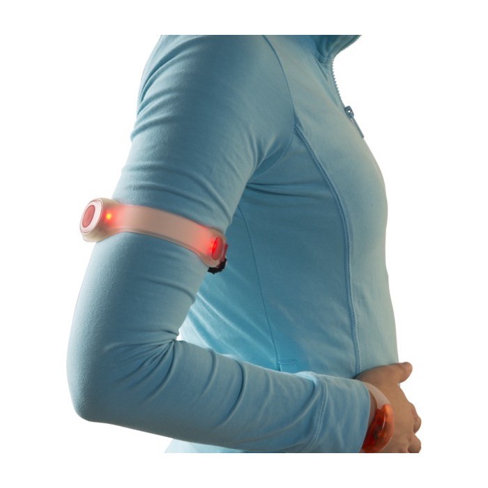 Banda de silicona para visibilidad con 2 luces LED y cierre de velcro color rojo sexta vista Banda de silicona para visibilidad con 2 luces LED y cierre de velcro color rojo sexta vista