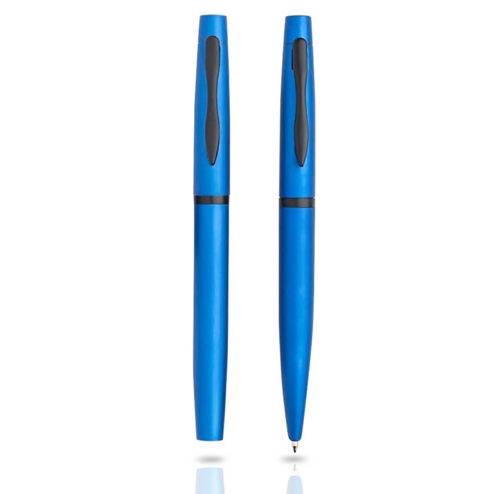 Set de bolígrafo y roller con caja de regalo a juego tinta azul color azul real