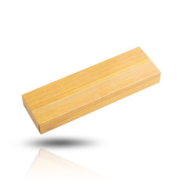 Bolígrafo y roller hechos de bambú con clip y estuche tinta azul color negro vista 1