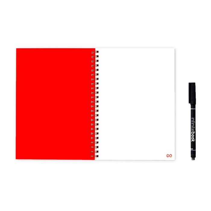 Libreta infinita con tapa flexible y rotulador A5 hojas lisas color rojo primera vista