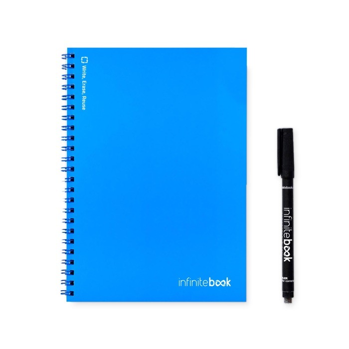 Libreta infinita con tapa flexible y rotulador A5 hojas lisas color azul real