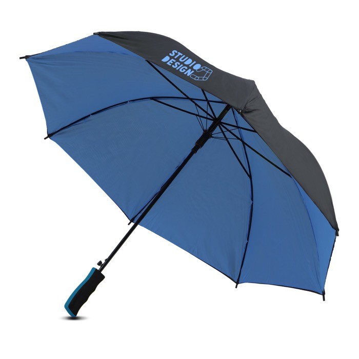 Paraguas automático con interior en colores y 8 paneles Ø103 color azul real vista con logo impreso