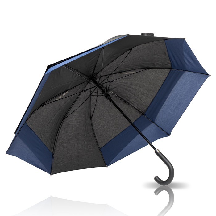 Paraguas pongee automático con interior de color Ø132 color azul marino vista 1