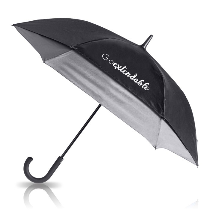 Paraguas pongee automático con interior de color Ø132 color gris claro vista con logo impreso