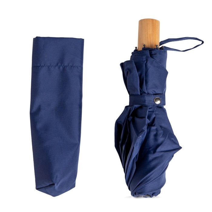 Paraguas manual de pongee y metal con funda y 8 paneles Ø97 color azul marino vista 1