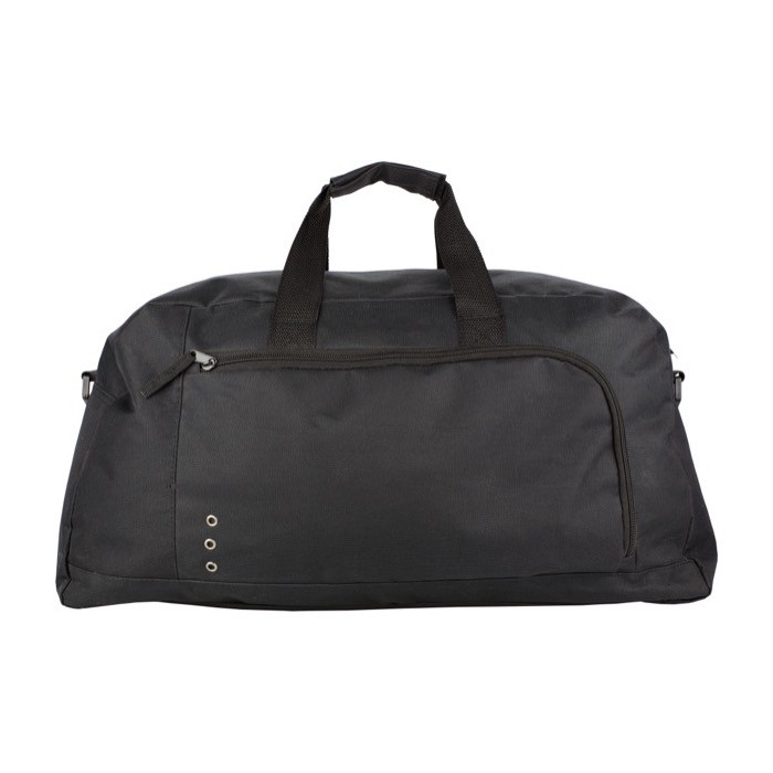 Bolsa de deporte con amplio bolsillo frontal y doble asas color negro segunda vista Bolsa de deporte con amplio bolsillo frontal y doble asas color negro segunda vista