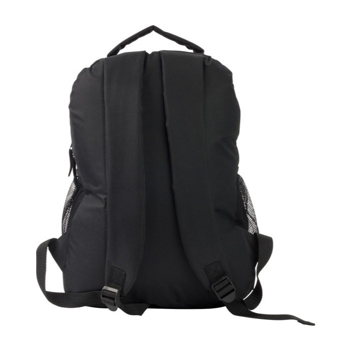 Mochila de poliéster 600D con varios bolsillos exteriores color negro primera vista Mochila de poliéster 600D con varios bolsillos exteriores color negro primera vista